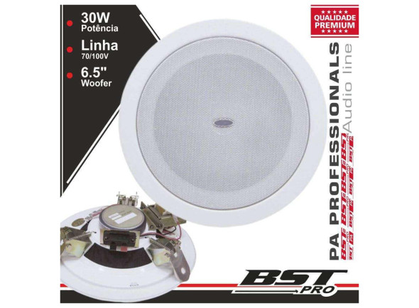 BST Coluna De Tecto Pa 100v 6.5 30w máx Branca BST Coluna De Tecto Pa 100v 6.5 30w máx Branca